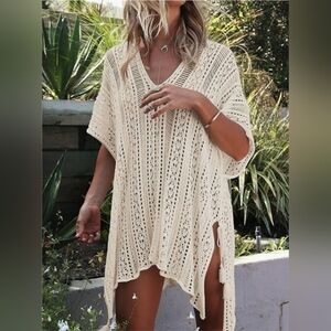 Cream Crochet Swim Cover-Up
